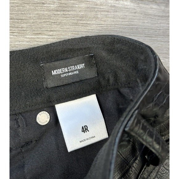 Express Black Faux Croc Modern Straight Pants Size 4 Super High Rise - Picture 6 of 7